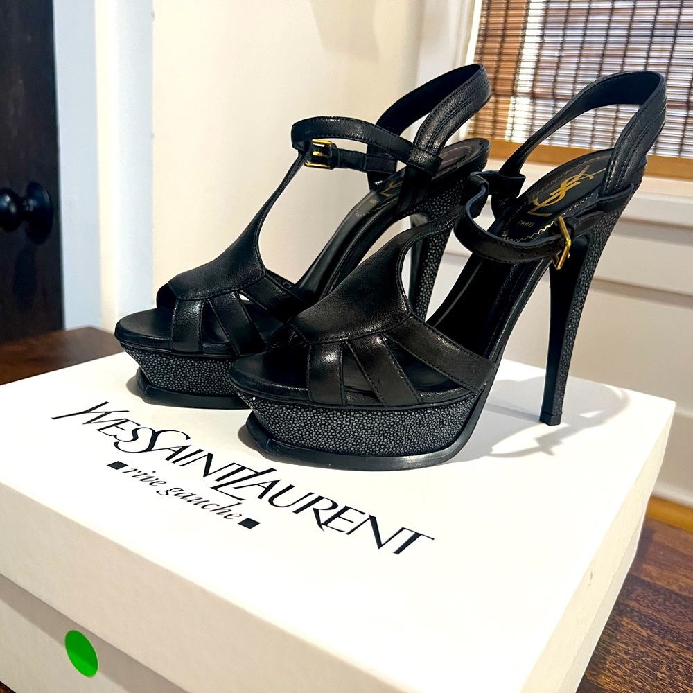 YSL TRIBUTE PLATFORM SANDAL WORN 3x make me an offer